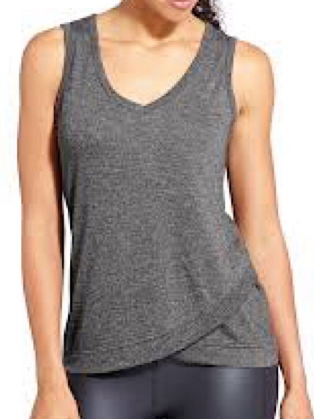 🩷ATHLETA TWO FOLD-OVER GRAY V NECK SUMMER TANK TOP SIZE EXTRA EXTRA SMALL